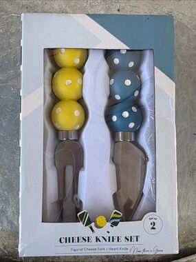 Polka Dot Cheese Knife Set - Yellow & Blue